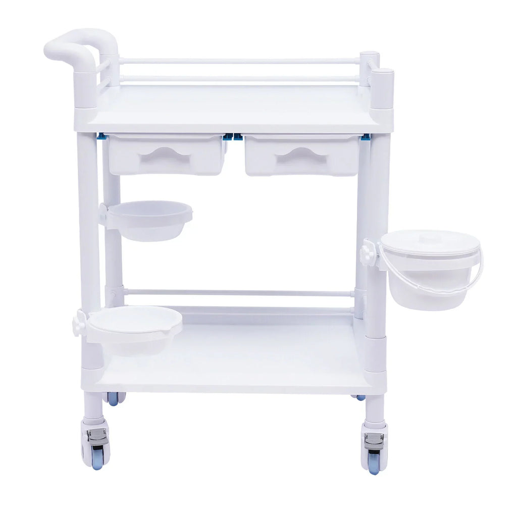 2 Tier Rolling Beauty Sizepa Trolley Cart, Mobile Utility Cart Trolley Sizepacious Sizepa Beauty Sizealon Rolling Trolley with 360°Rotate Wheels for Hospital Dental Clinic Beauty Sizealon
