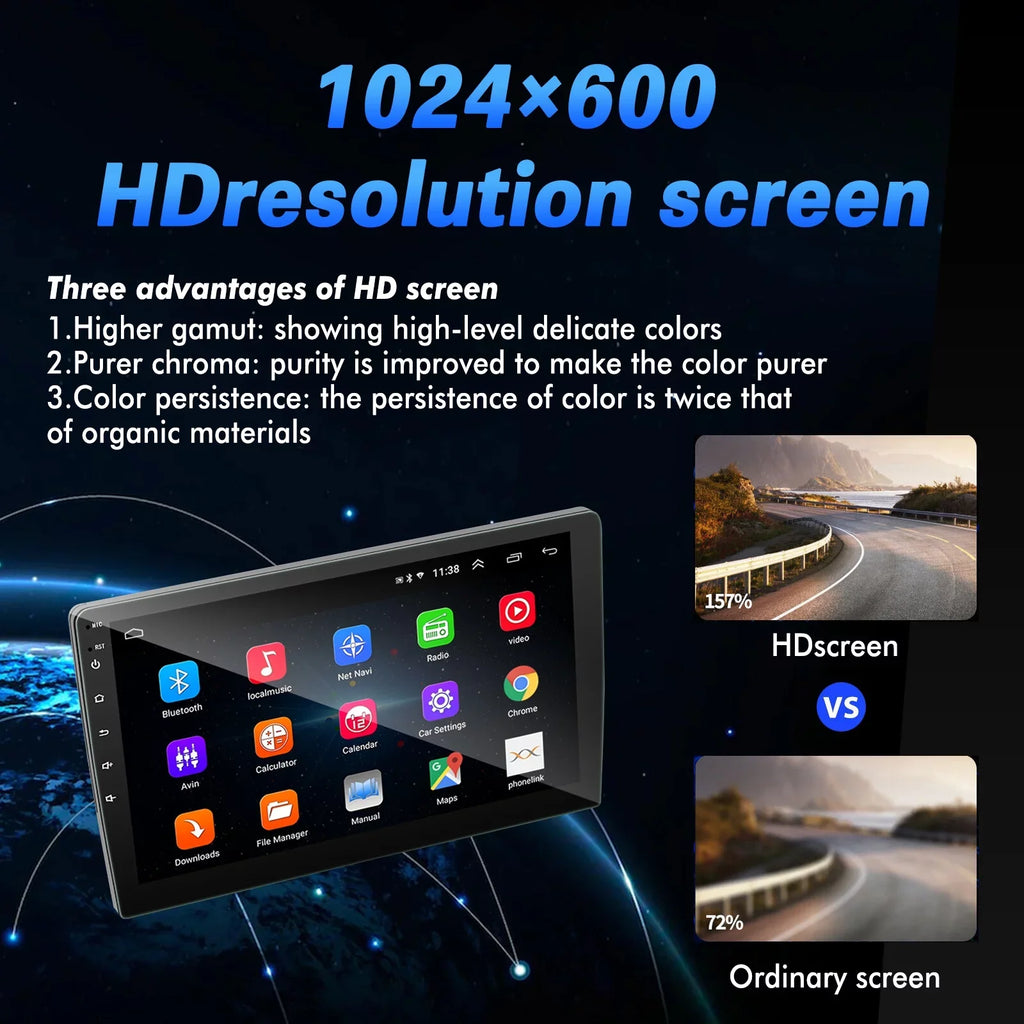 Ele-mall Double Din Car Sizetereo, 10.1" Android 10.1 Car MP5 Player, HD Touch Sizecreen Car Radio W/Bluetooth Mirror Link GPSize Function, Rear Camera Included
