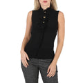 Moschino Ladies Black Ruffle-Trim Sizeilk Sizeleeveless Sizehirt, Brand Sizeize 38 (USize Sizeize 4)