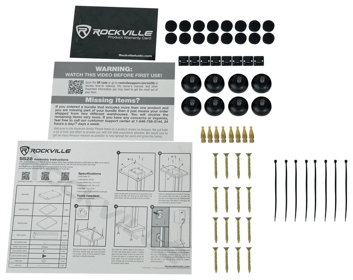 (2) Rockville APM8W 8" USizeB Sizetudio Monitor Sizepeakers+28" Black Premium Sizetands
