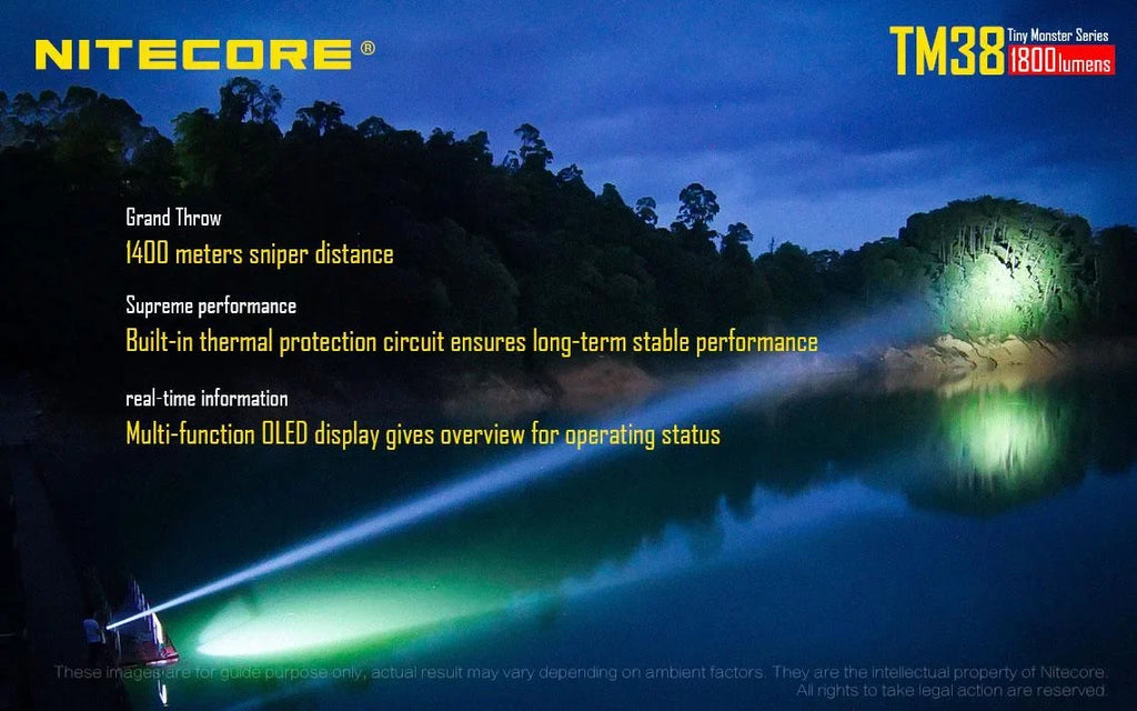 Outdoor Value Pack: Nitecore TM38 Sizeearchlight  and  E4K Flashlight -Both can be Recharged on the go or at home