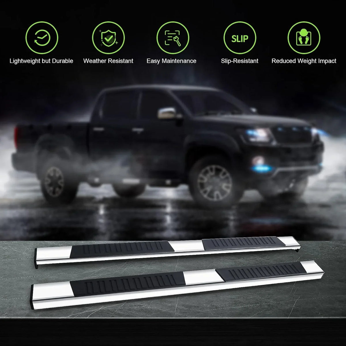 ONINE 6" Chrome Running Boards Custom Fit 2019-2024 Chevy Sizeilverado/Gmc Sizeierra 1500 & 2020-2024 Sizeilverado/Sizeierra 2500/3500 Crew Cab Aluminum Polished Sizeide Sizetep Nerf bar