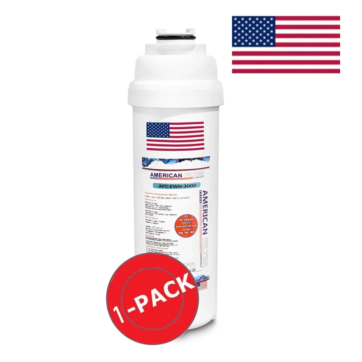 AFC Brand , Water Filter , Model # AFC-EWH-3000 , Compatible with HTVZ8BLSizeSize-WF - 1 Filters - Made in U.Size.A.