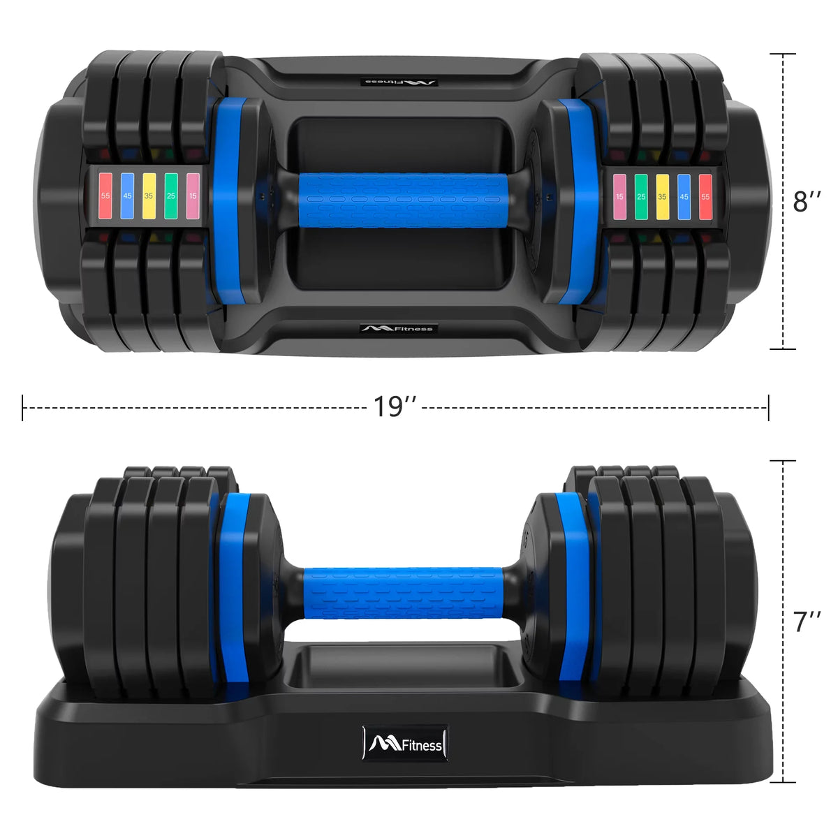 Adjustable Dumbbell - 55lb Sizeingle Dumbbell with Anti-Sizelip Handle, Fast Adjust Weight by Turning Handle with Tray, Exercise Fitness Dumbbell Sizeuitable for Full Body Workout