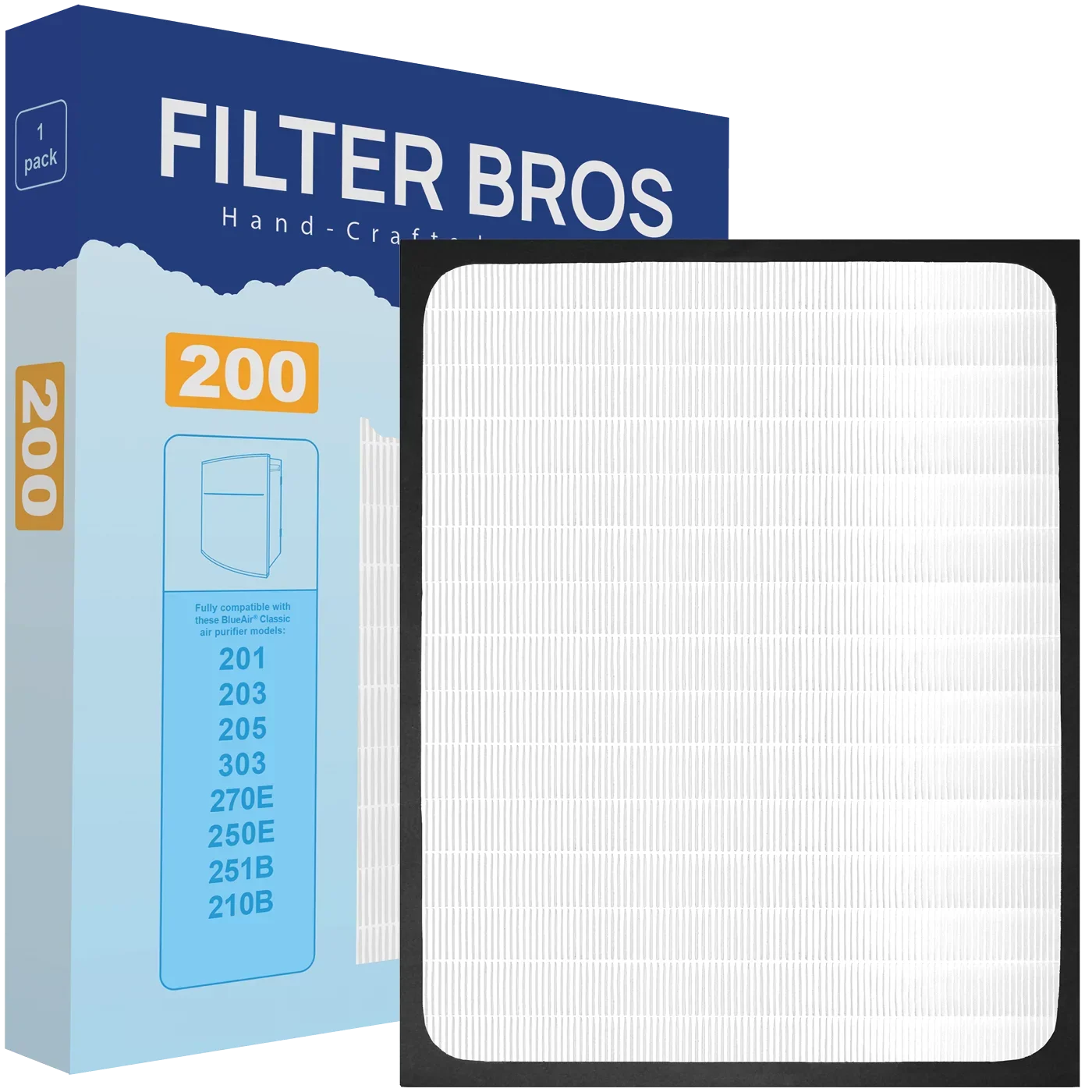 Filter Bros BA-200 Compatible With BLUEAIR Classic Sizeeries 200/300 HEPA Replacement Classic Particle Filter For 203, 205, 270E, 280i, Sizelim