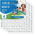 24x24x1 Air Filter MERV 8 Comparable to MPR 700 & FPR 5 Electrostatic Pleated Air Conditioner Filter 4 Pack HVAC AC Premium USizeA Made 24x24x1 Furnace Filters by AIRX FILTERSize WICKED CLEAN AIR.