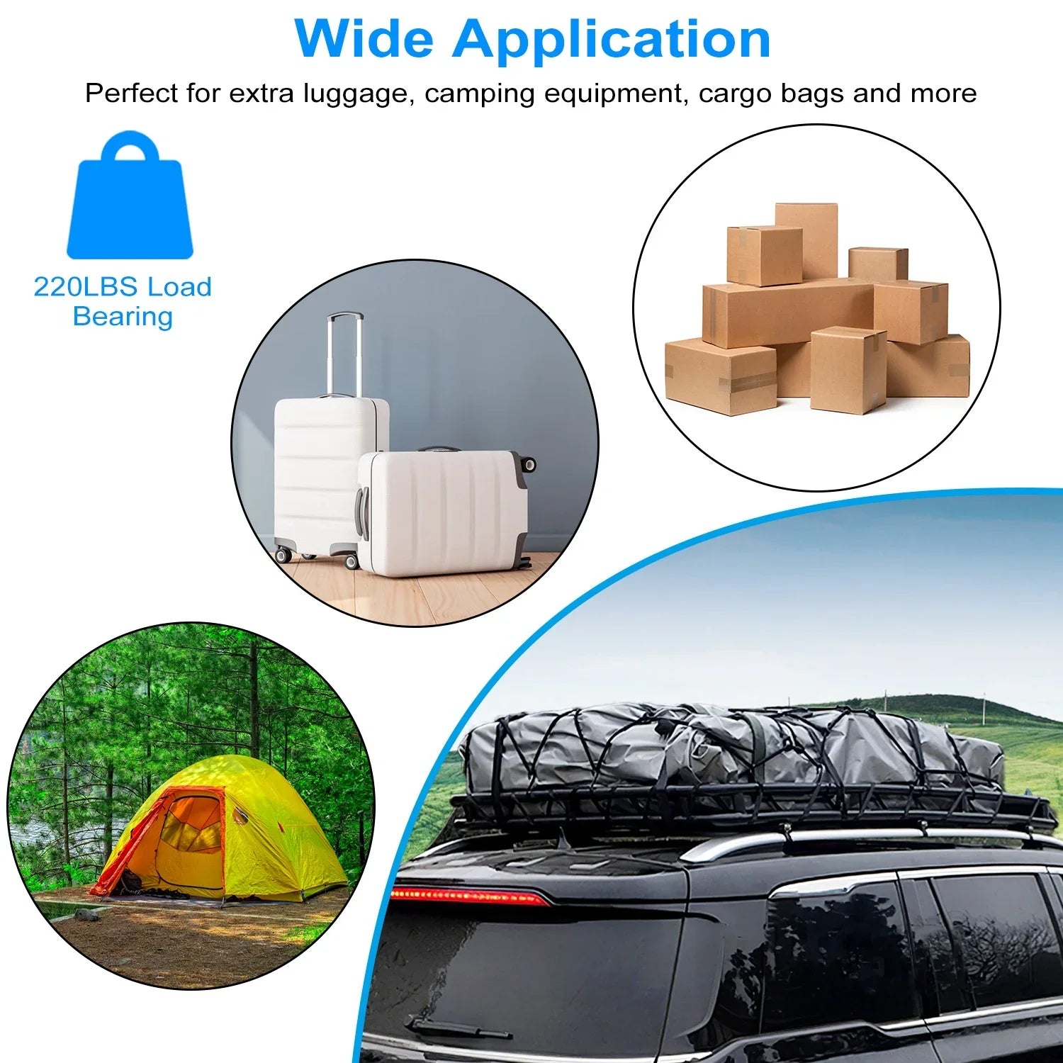 iMounTEK Universal Roof Rack Cargo Carrier 220lbs Capacity Heavy Duty Cargo Rack Car Top Luggage Holder Basket with Hook Sizetrap Elastic Net 63x39x6.3in, Black