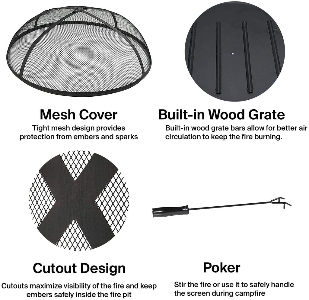 Clover Outdoor Campfire Portable Wood Burning Grill Pit & Fire Pit