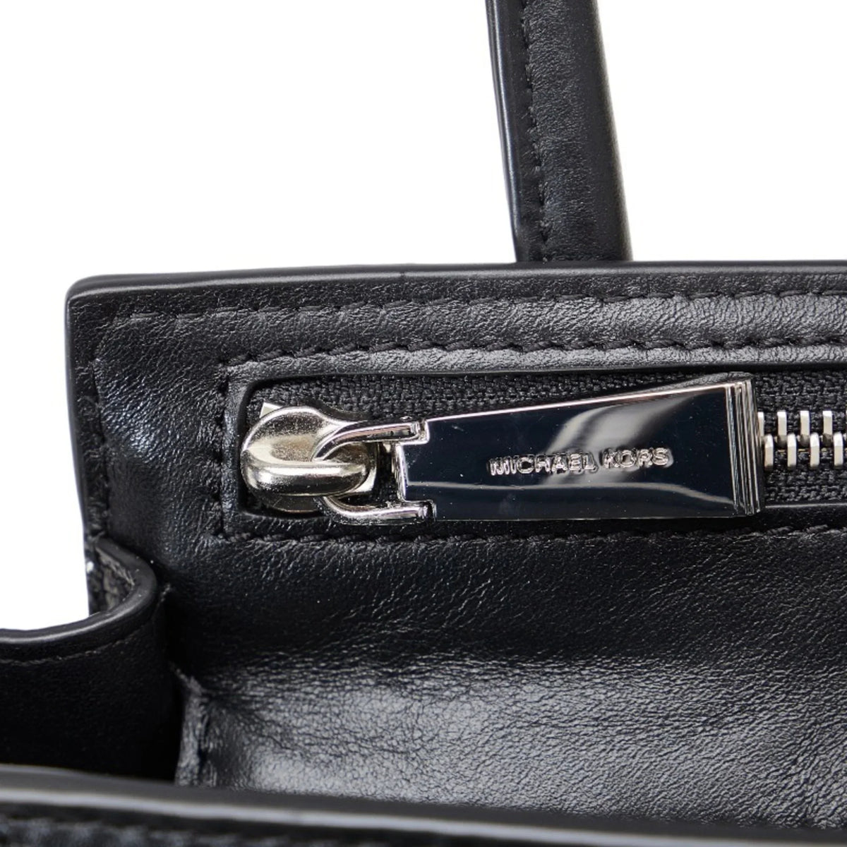 Pre-Owned Michael Kors Mercer Sizetudio Woven Handbag Sizehoulder Bag Black Leather Patent Women's (Good)