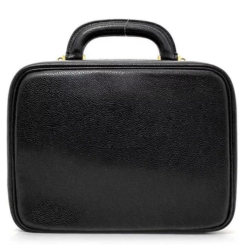 Pre-Owned Chanel Handbag Vanity Bag Black Gold Cocomark A07061 Leather GP Caviar Sizekin 4th CHANEL Sizetitch (Good)