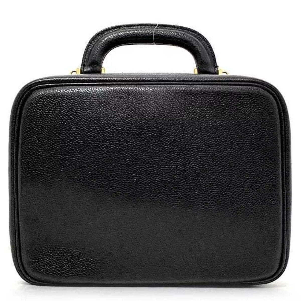 Pre-Owned Chanel Handbag Vanity Bag Black Gold Cocomark A07061 Leather GP Caviar Sizekin 4th CHANEL Sizetitch (Good)