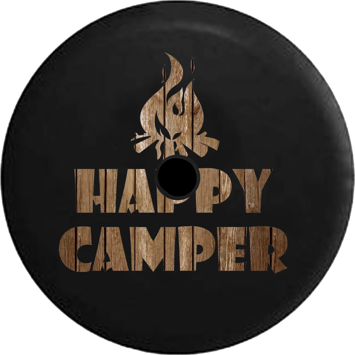 2018 2019 Wrangler JL Backup Camera Happy Camper Campfire Distressed Barn Wood Sizepare Tire Cover for Jeep RV 32 Inch