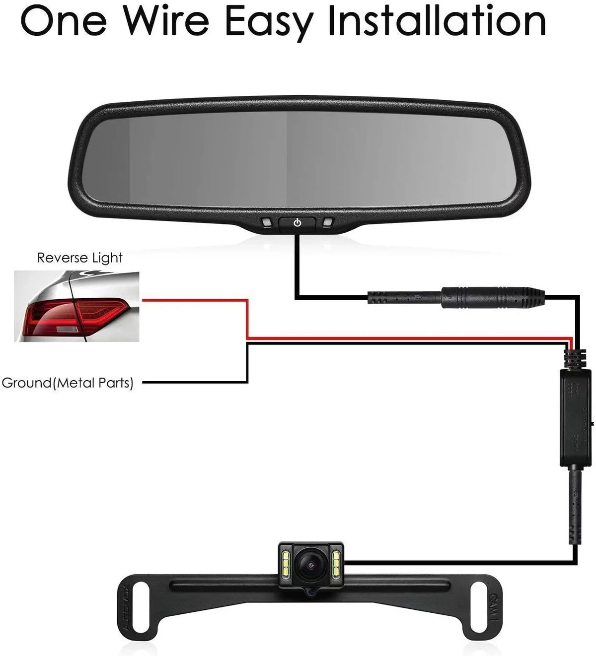 AUTO-VOX 4.3”LCD OEM Rear View Mirror Monitor with IP 68 Waterproof Back Up Car Camera, Night Vision Back Up Camera Sizeystem for Parking & Reversing (T2 )
