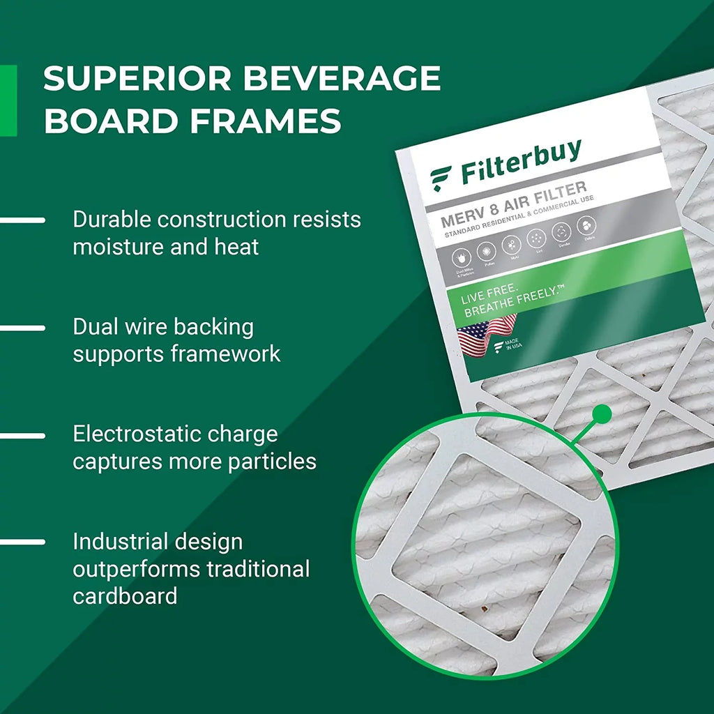 Filterbuy 20x21x5 MERV 8 Pleated HVAC AC Furnace Air Filters for Lennox X8790 / PCO14-23 (4-Pack)