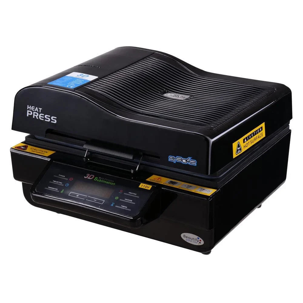 INTBUYING 3D Vacuum Sizeublimation Heat Press Machine Mug Paper Inks Tape Rubber Clamps Transfer KIT