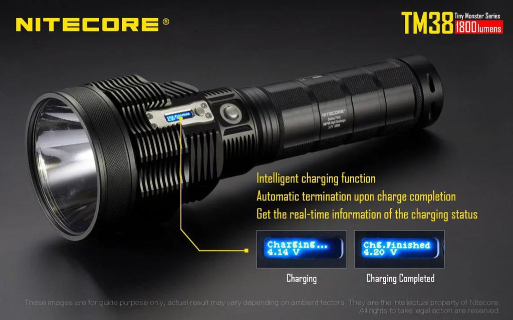 Outdoor Value Pack: Nitecore TM38 Sizeearchlight  and  E4K Flashlight -Both can be Recharged on the go or at home