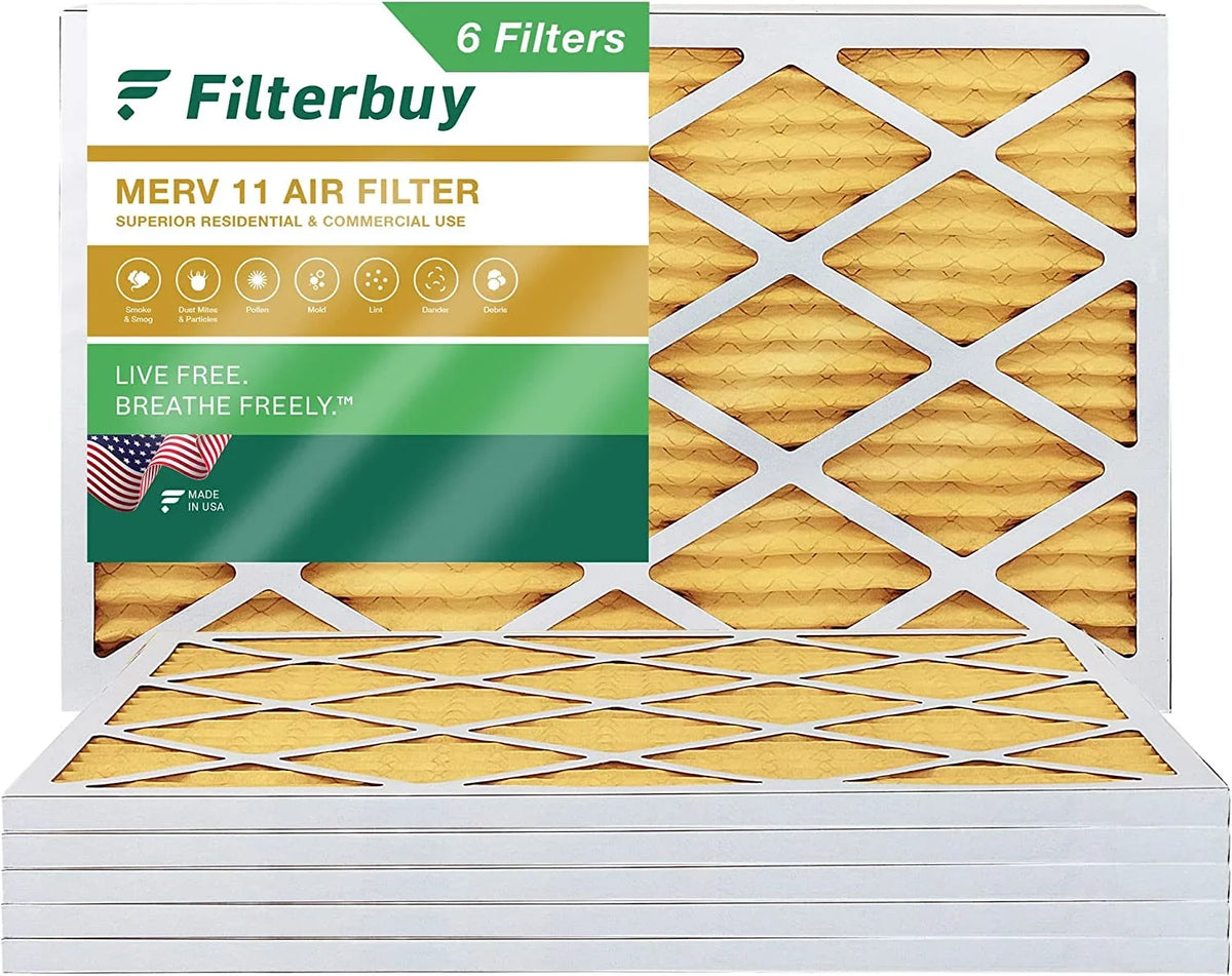 Filterbuy 14x36x1 MERV 11 Pleated HVAC AC Furnace Air Filters (6-Pack)