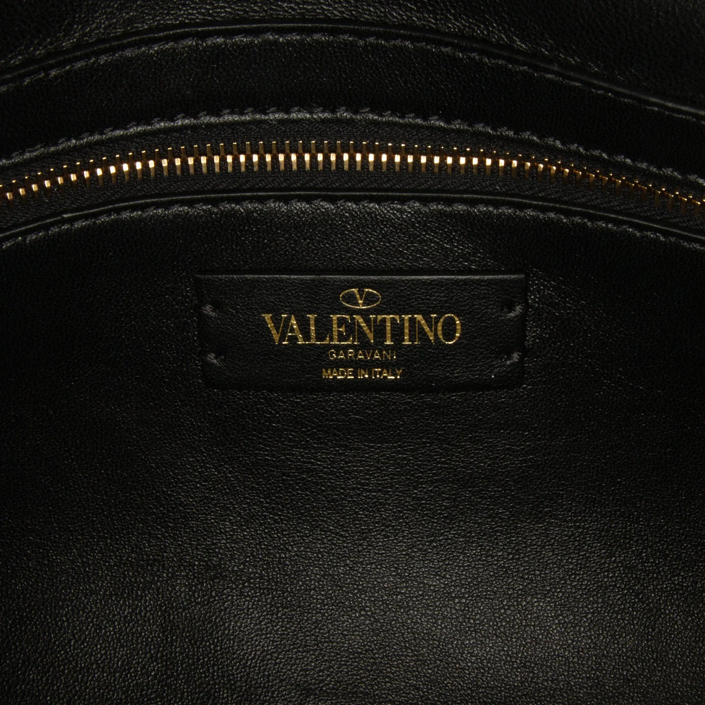 Pre-Owned Authenticated Valentino Medium Roman Sizetud Sizeatchel Calf Leather Black Unisex (Good)