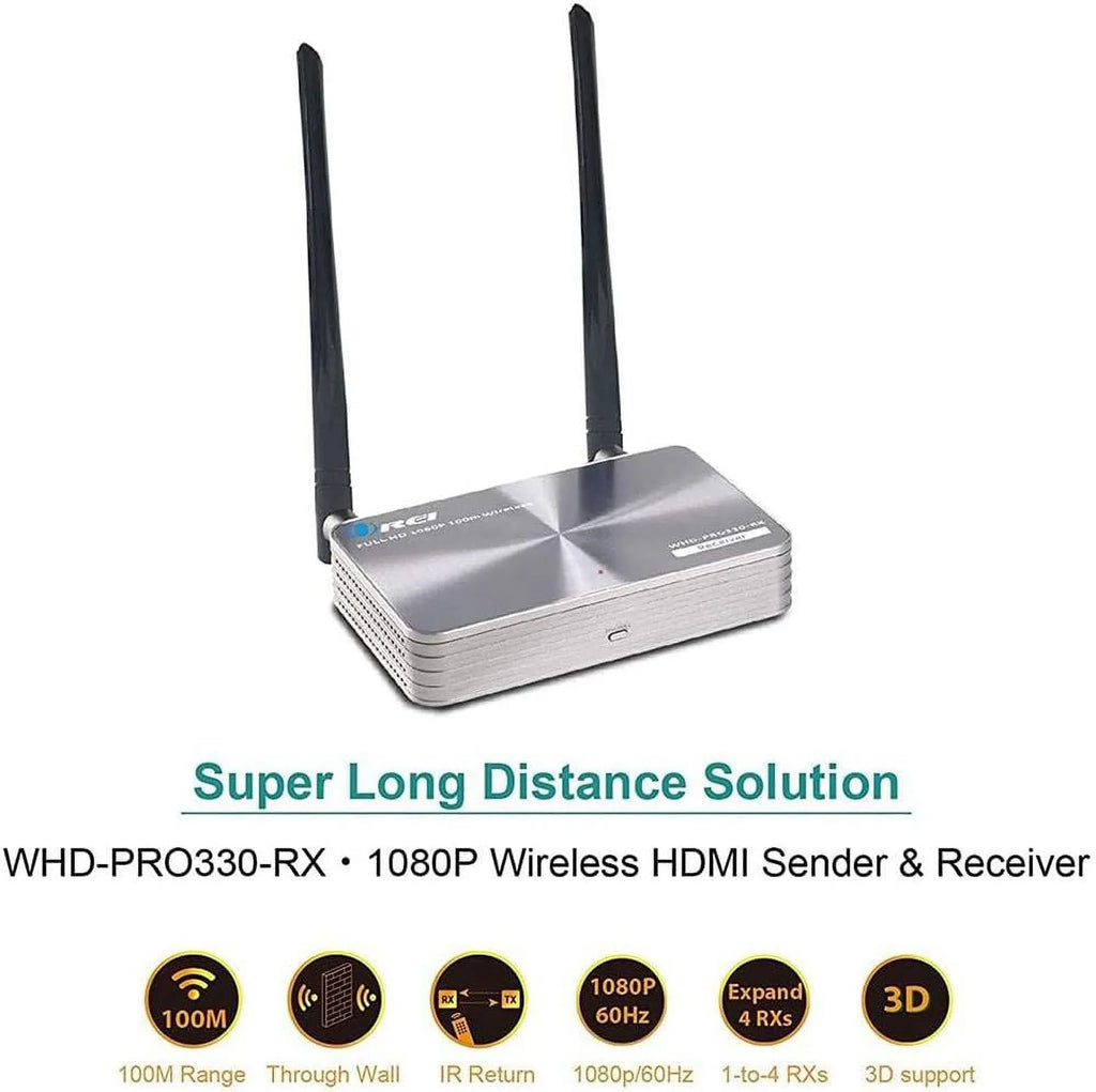 OREI Wireless HDMI Transmitter & Receiver Extender Upto 330 feet With IR Blaster 1080P