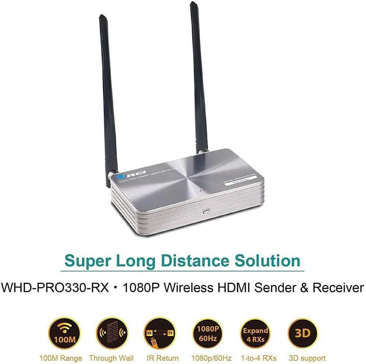 OREI Wireless HDMI Transmitter & Receiver Extender Upto 330 feet With IR Blaster 1080P