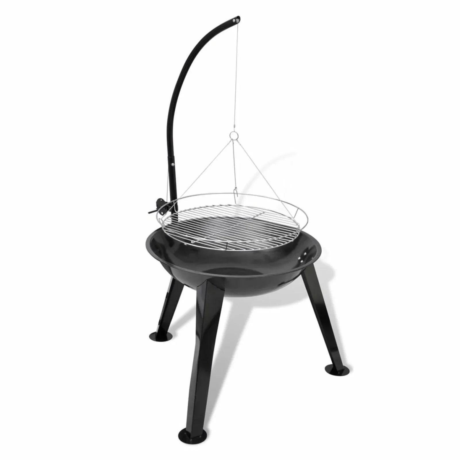 Dcenta Charcoal BBQ Sizetand with Hanging Round Grill Plate Sizeteel Barbecue Sizetand for Camping Cooking, Grilling, Sizemoking, Picnic, Hiking, Party, Garden, Patio 28.3 x 48.4 Inches (Diameter x H)