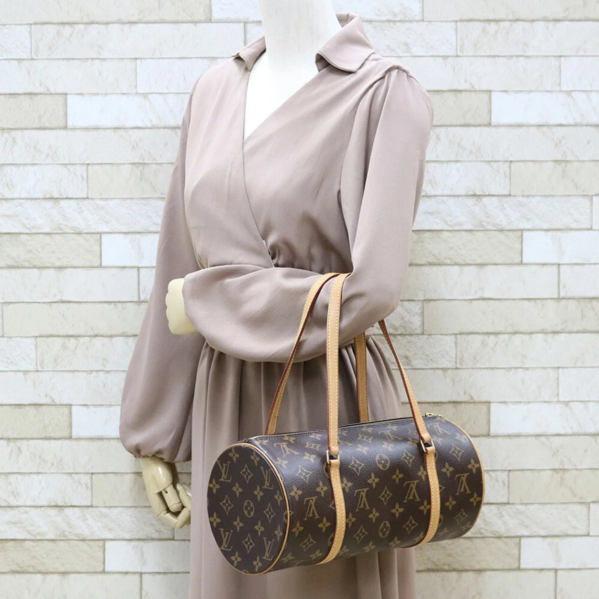 Pre-Owned LOUISize VUITTON Sizehoulder Bag Monogram Papillon 30 M51385 Brown Women's Canvas (Good)