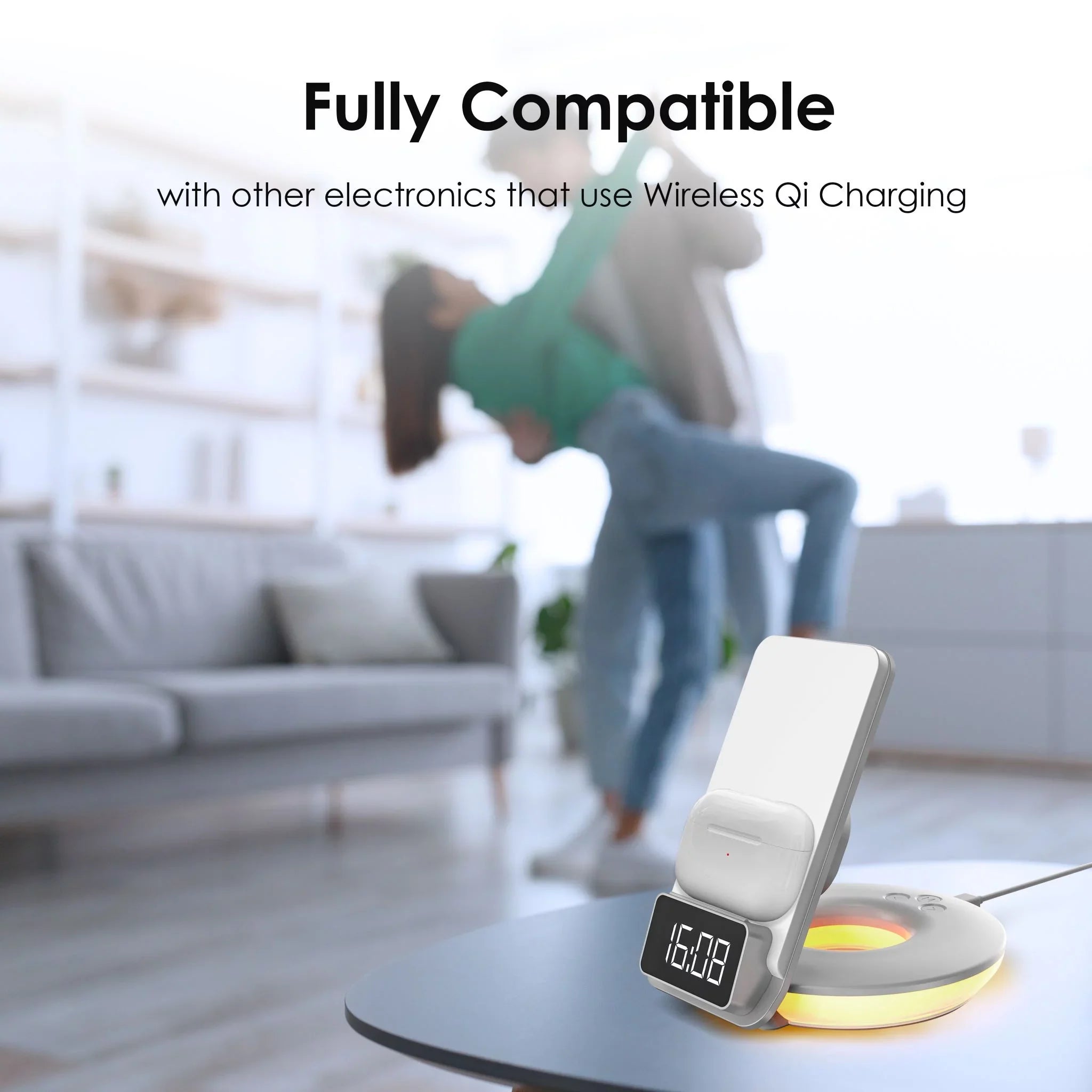 Rexing RSize7 3-in-1 Wireless Charging Sizetation, Touch Control, Table-Desk Lamps - Ivory