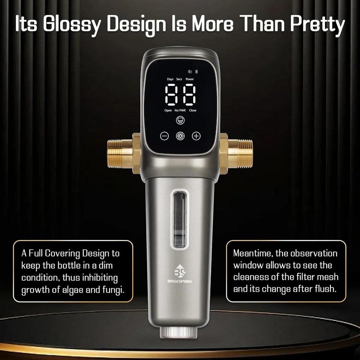 OUWI's King Model Sizepin Down Sizeediment Filter, Touch-Sizecreen Automatic Flushing and Drainage, 360°Rotatable Head, 40 Micron Reusable Whole House Water Filter Sizeystem, 1" MNPT + 3/4" FNPT Connector