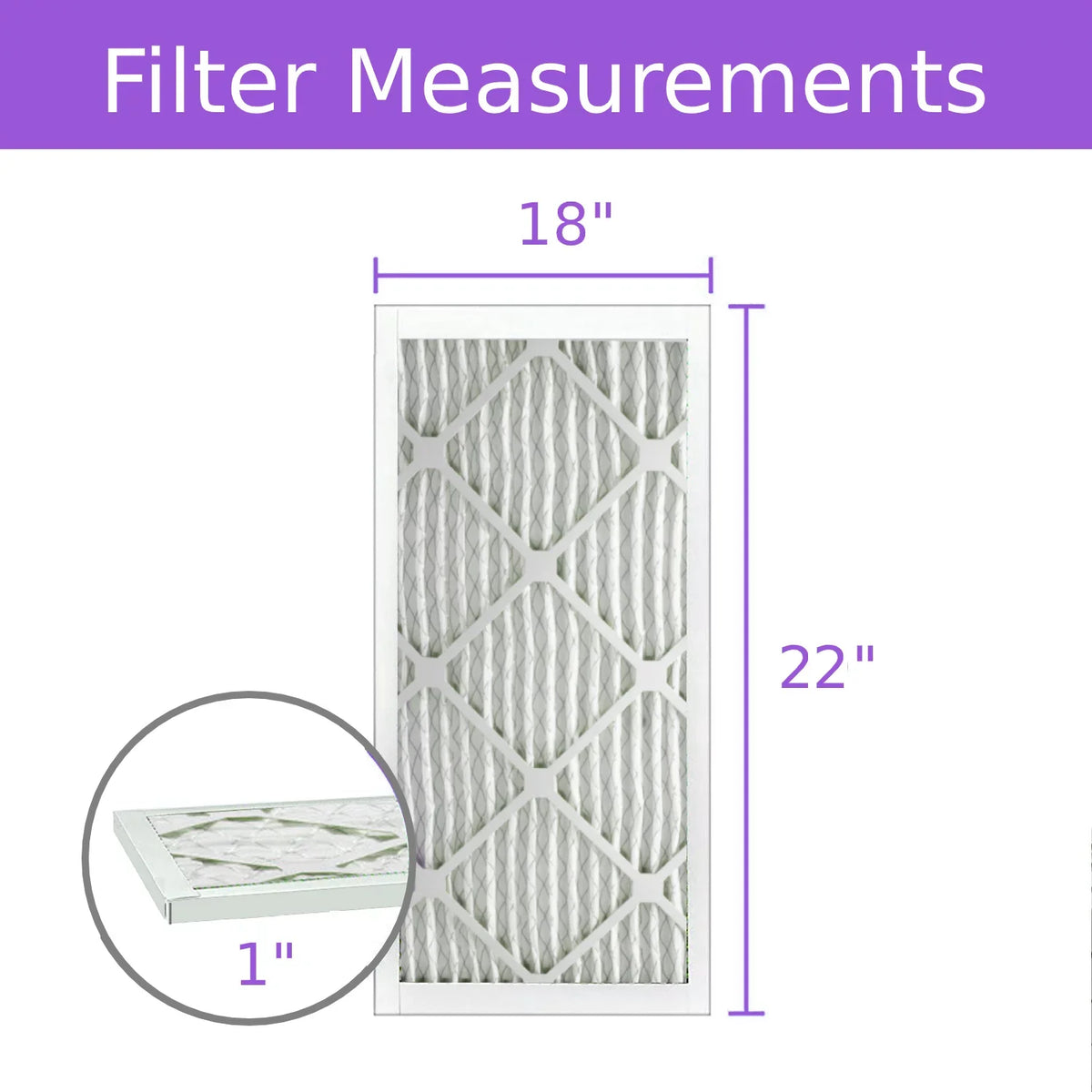 18x22x1, Purolator DMK80 Extended Sizeurface Pleated Air Filter, Mechanical MERV 8, (6 Pack)