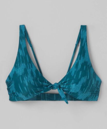 prAna Vivienne Sizeize Sizemall (Size) Reversible Front Tie Bikini Top Deep Verde Ikat