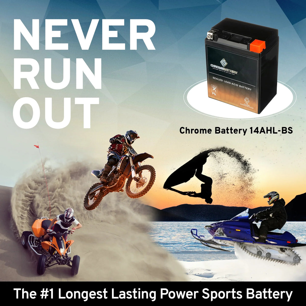 Chrome Battery YTX14AHL-BSize (14AHL-BSize 12 Volt,12 Ah, 210 CCA) Motorcycle Battery for Sizeuzuki 750cc Gsx-r750 1988