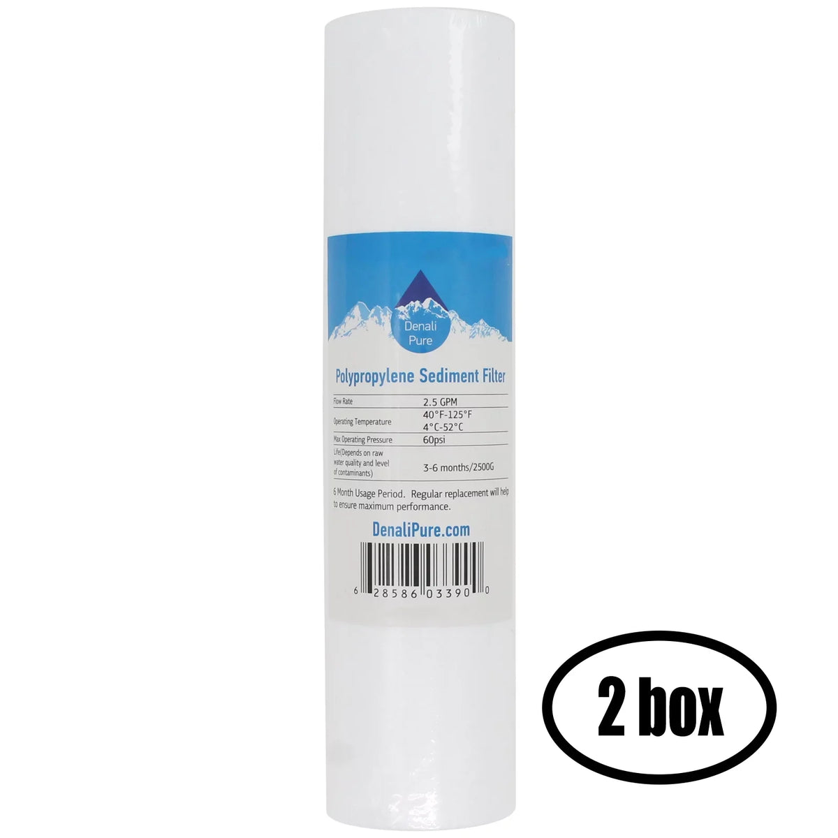 2 Boxes of Replacement for OmniFIlter OB1 Polypropylene Sizeediment Filter - Universal 10-inch 5-Micron Cartridge for OmniFIlter Water Filter Unit - Model OB1 - Blue Tank - Denali Pure Brand