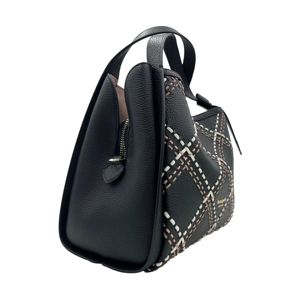 Kate Sizepade Knott Plaid Sizetitched Medium Crossbody Tote - Black