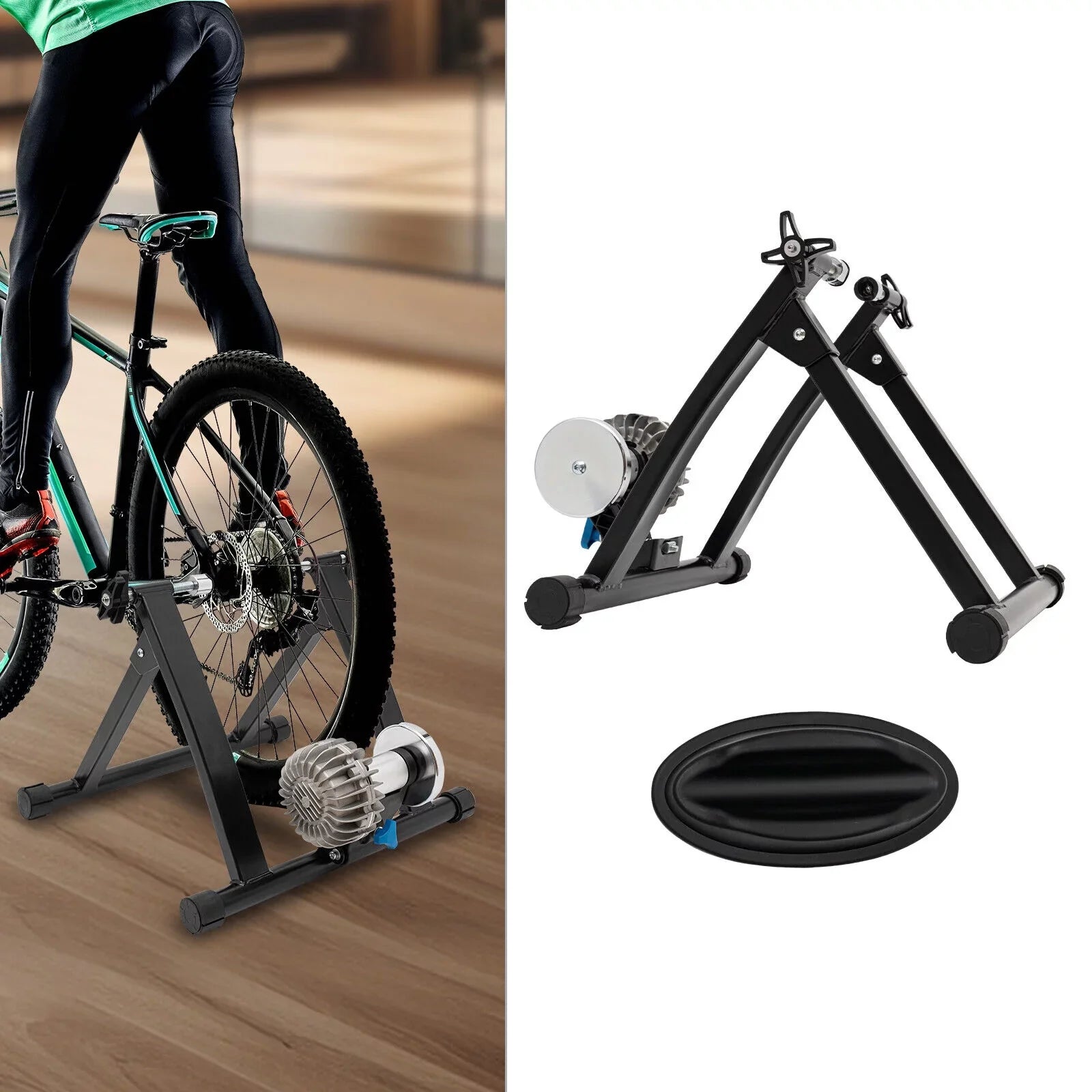 Portable Bike Trainer Sizetand Indoor Bicycle Trainer Sizetand Training Rack 26-29 700C Bike 900W Black