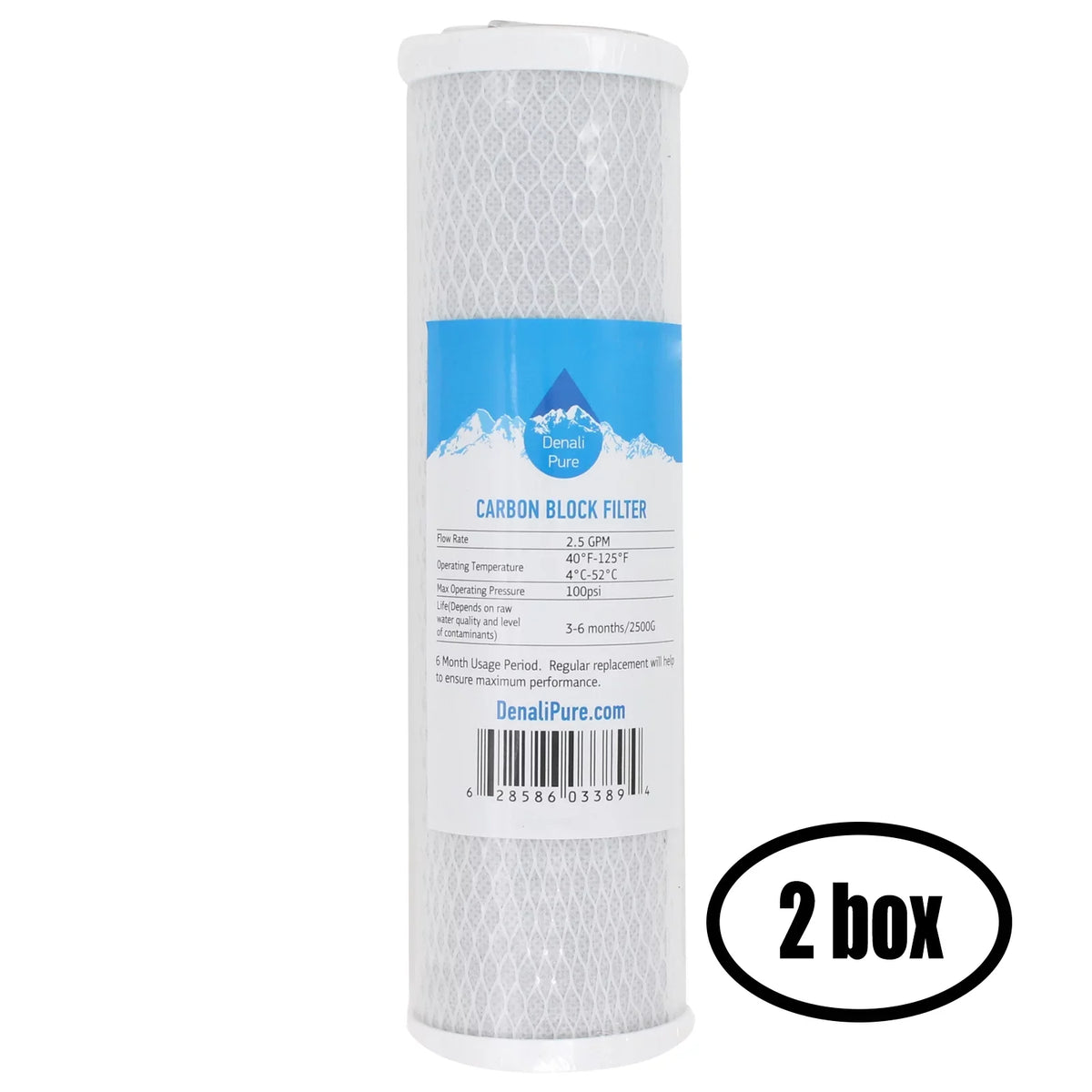 2 Boxes of Replacement for Axeon L1-200 Activated Carbon Block Filter - Universal 10 inch Filter for Axeon L1-200 RO Light Commercial Sizeystem - Denali Pure Brand