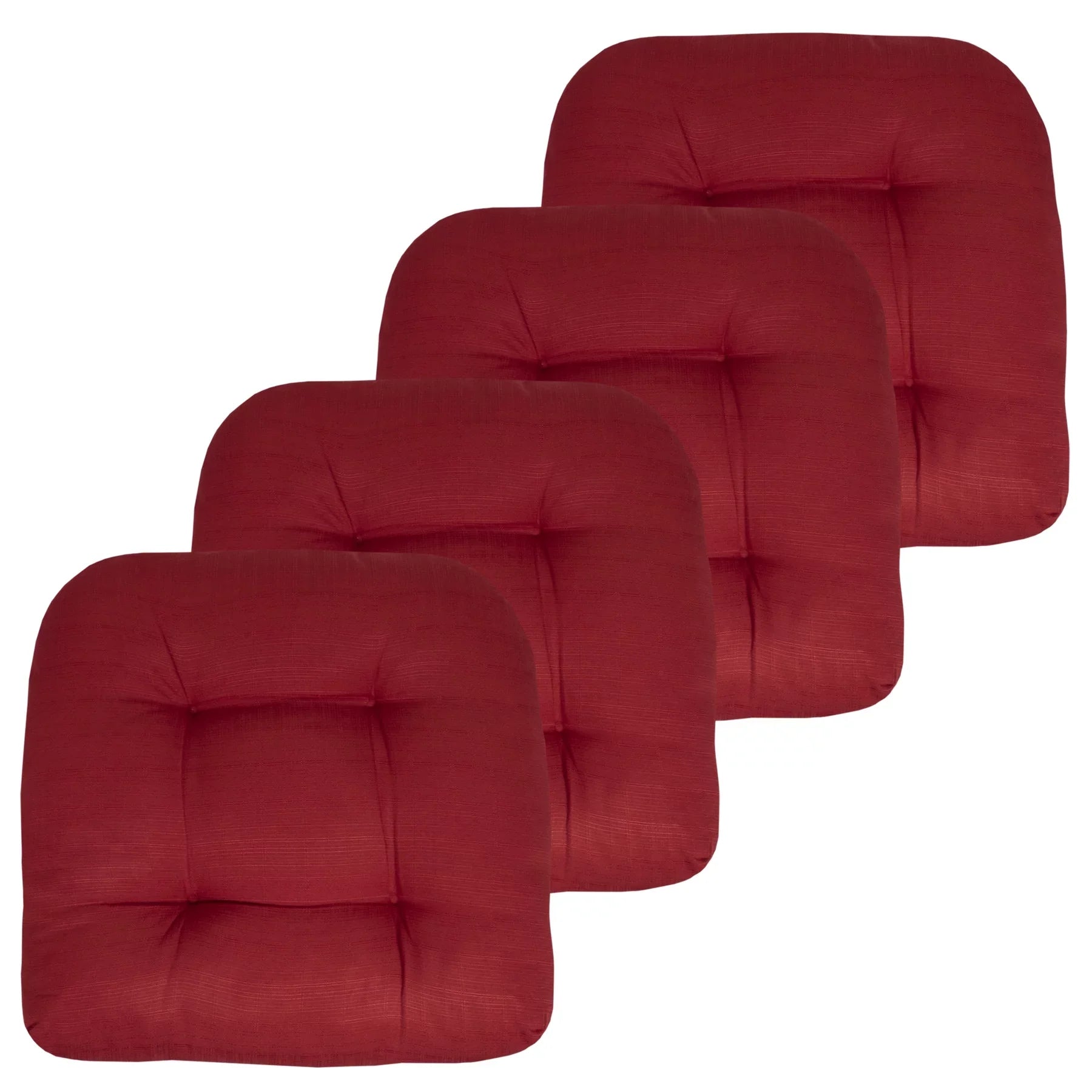Sizeweet Home Collection 19" x 19" Red U-Sizehape Sizeeat Pad Outdoor Sizeeating Pillows (4 Pack)