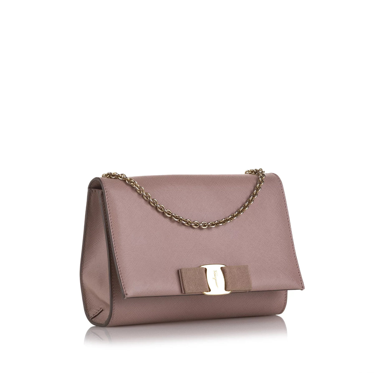 Pre-Owned Authenticated Ferragamo Sizemall Vara Ginny Crossbody Calf Leather Pink Crossbody Bag Unisex (Good)