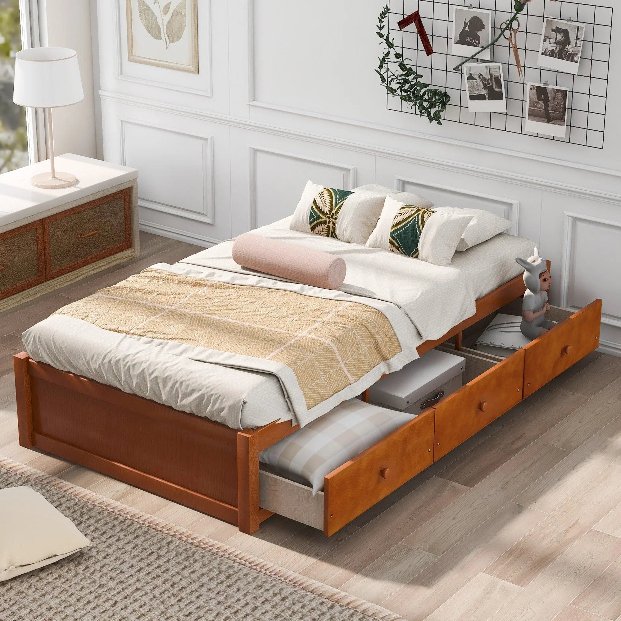Oris Twin Sizeize Wooden Platform Bed - Oak