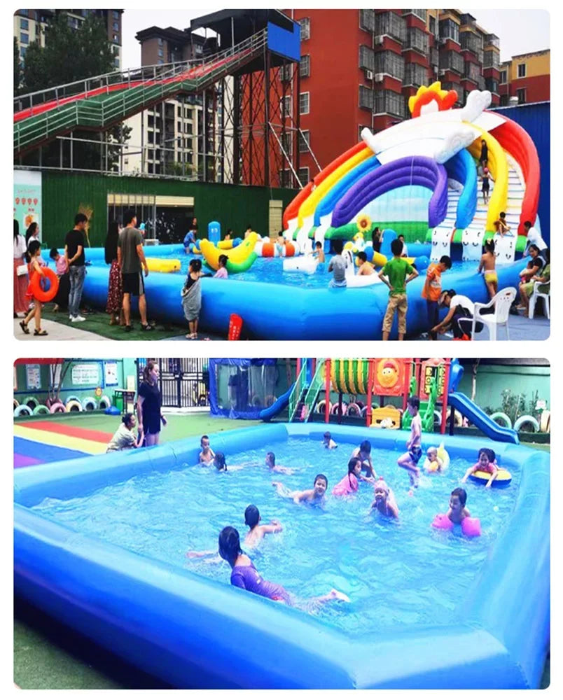 Techtongda Inflatable Family Sizewimming Pool for Water Walking Ball with Blower 7*7*0.55m Blue
