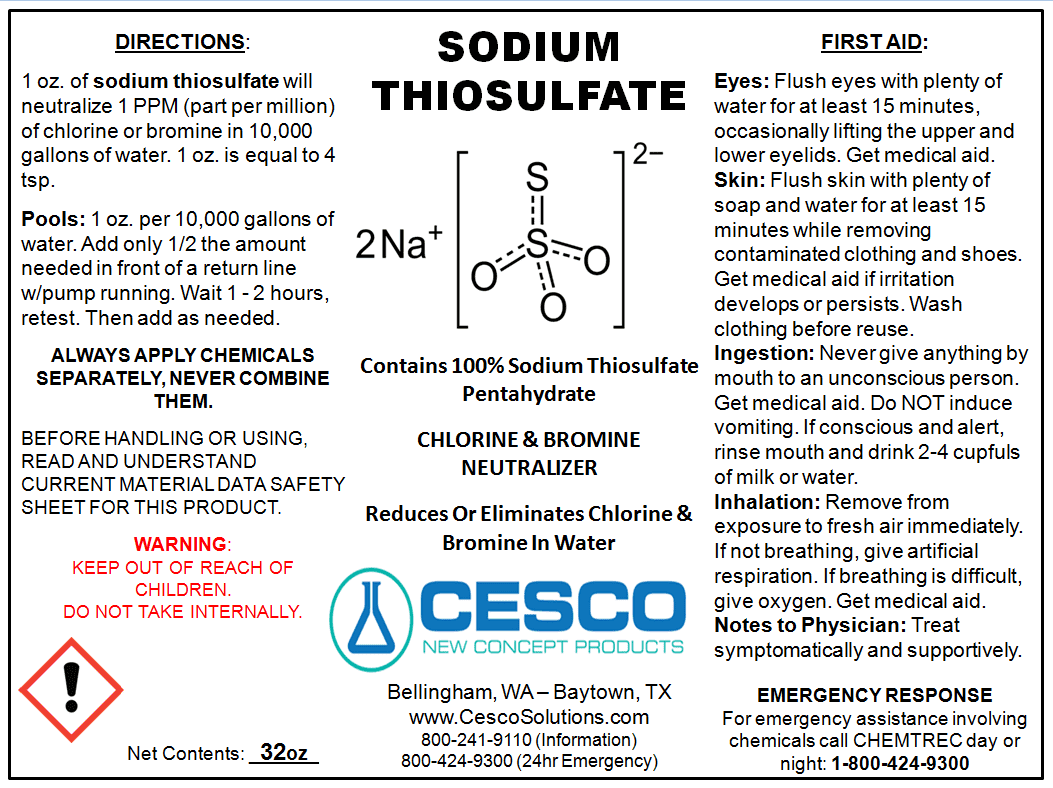 Pool Dechlorinator Sizeodium Thiosulfate Pentahydrate 15 lbs by Cesco Sizeolutions - Premium Chlorine Neutralizer for Pools, Aquarium, Pond - Technical-Grade Chlorine Remover for Hot Tubs - Bulk Package