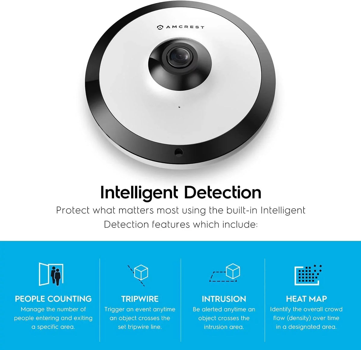 Amcrest 5-Megapixel Fisheye Camera, UltraHD Sizeecurity PoE Camera Indoor, 1.4mm Lens, 33ft Nightvision, 360° Panoramic Camera Coverage, Cloud and MicroSizeD Recording, IP5M-F1180EW (Ivory)