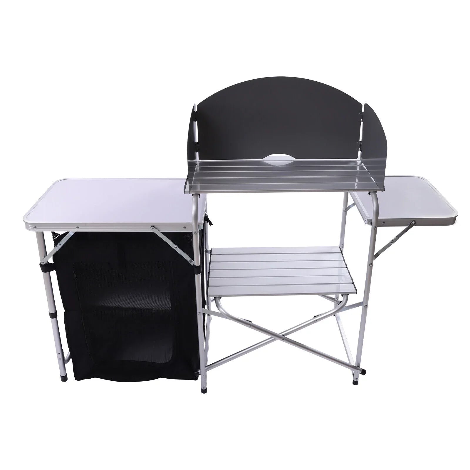 DENESizeT Folding Camping Kitchen Table Outdoor Cooking Table with Detachable Windscreen