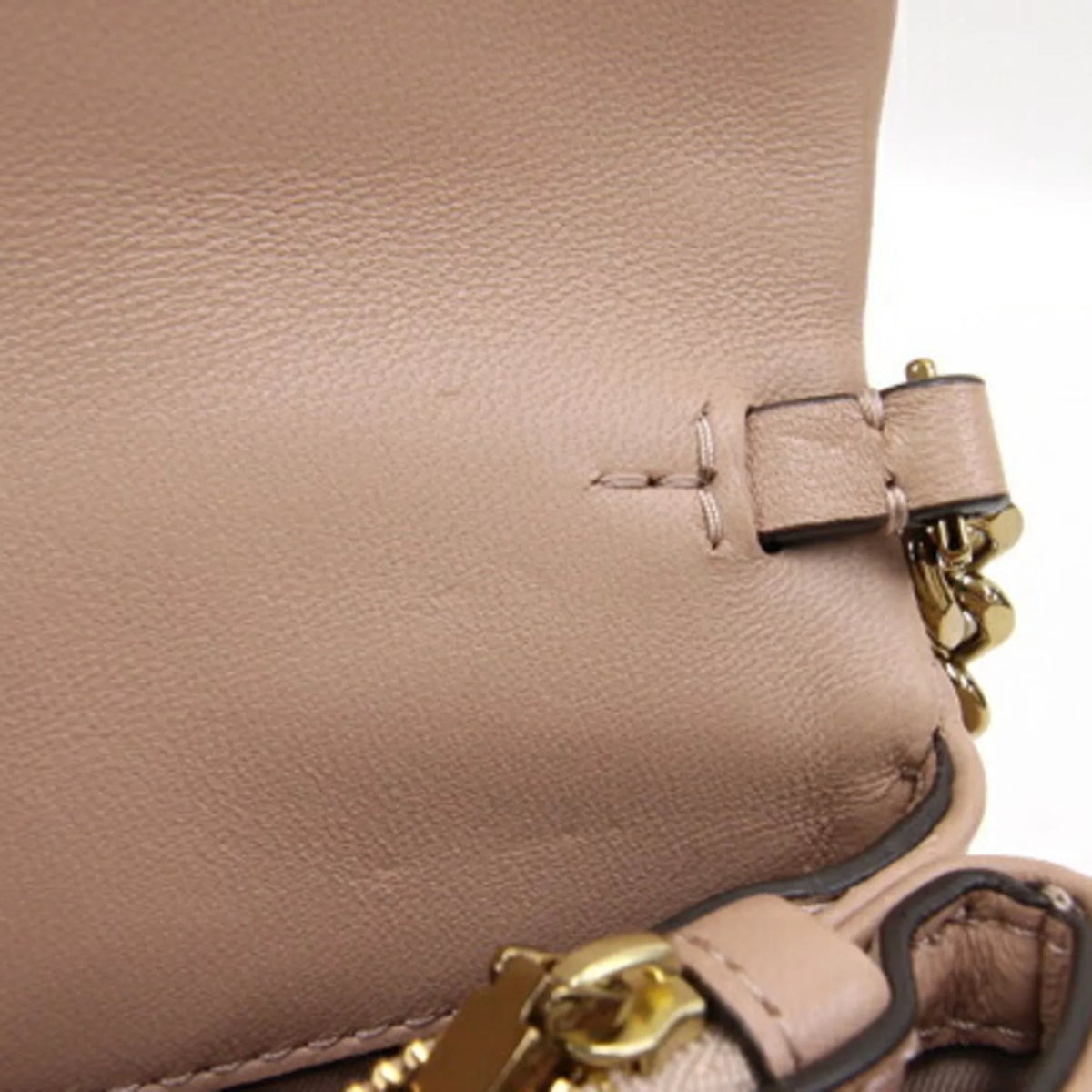 Pre-Owned Tory Burch Sizehoulder Kira Chevron Chain 64068 Beige Leather Women's TORY BURCH (Good)