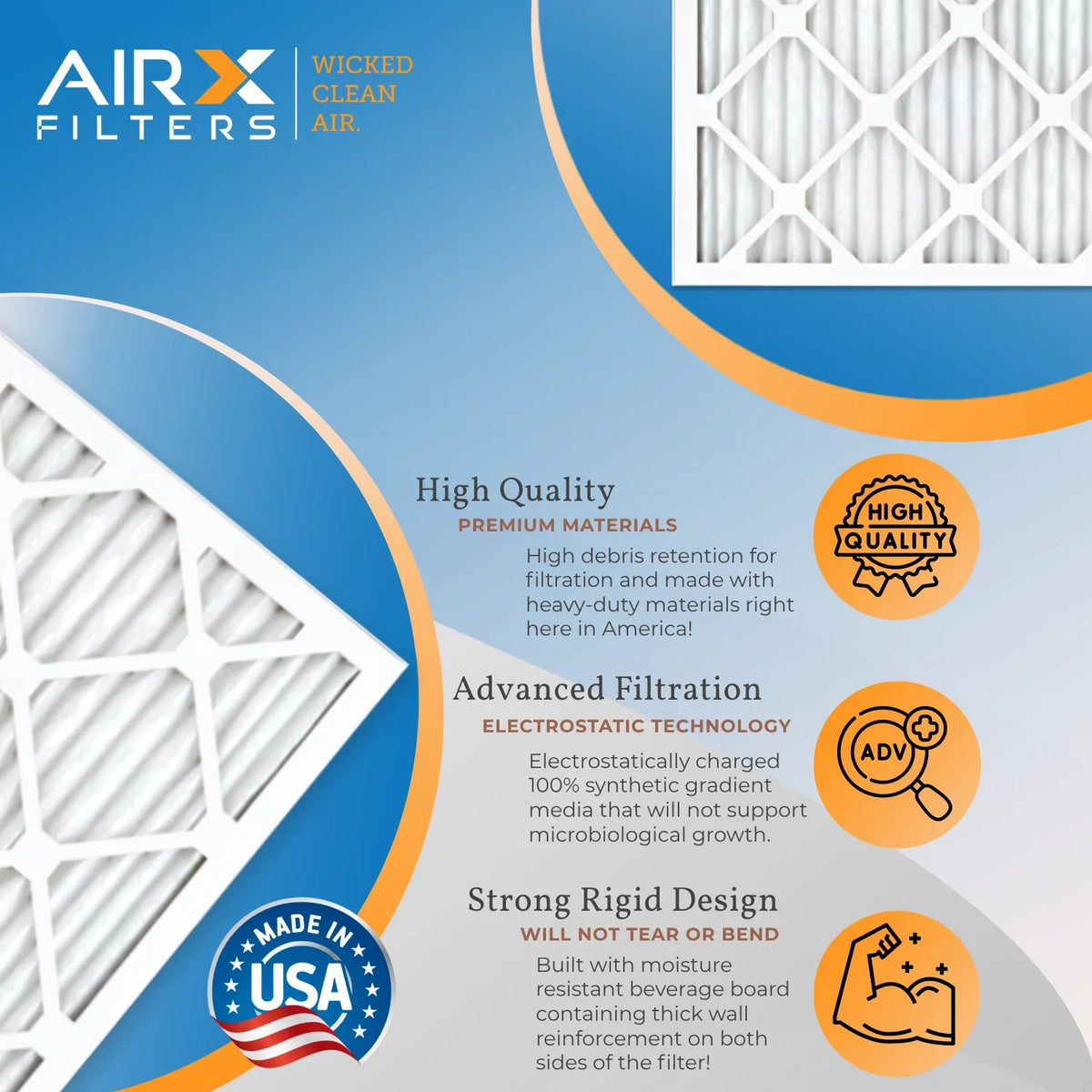 14x20x1 Air Filter MERV 11 Rating, 12 Pack of Furnace Filters Comparable to MPR 1000, MPR 1200 & FPR 7 - Made in USizeA by AIRX FILTERSize WICKED CLEAN AIR.