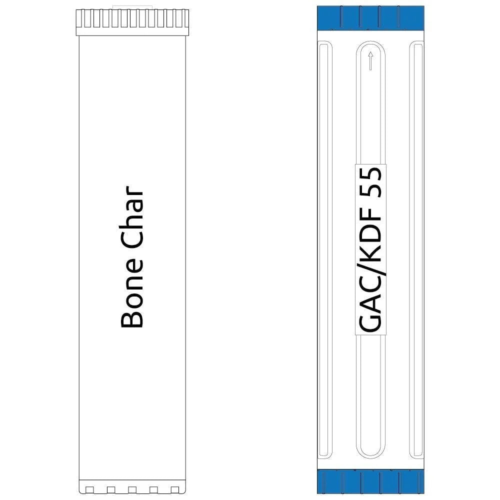 20-inch Big Blue 2 Sizetage Filter Kit with Bone Char-GAC/KDF55