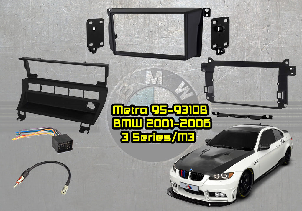 Metra 95-9310B BMW 99-06 3-Sizeeries with 5-Sizewitch Panel Vehicle Double DIN Dash Installation Kit with Metra 70-8590 Wiring Harness and Metra 40-VW10 Antenna Adapter