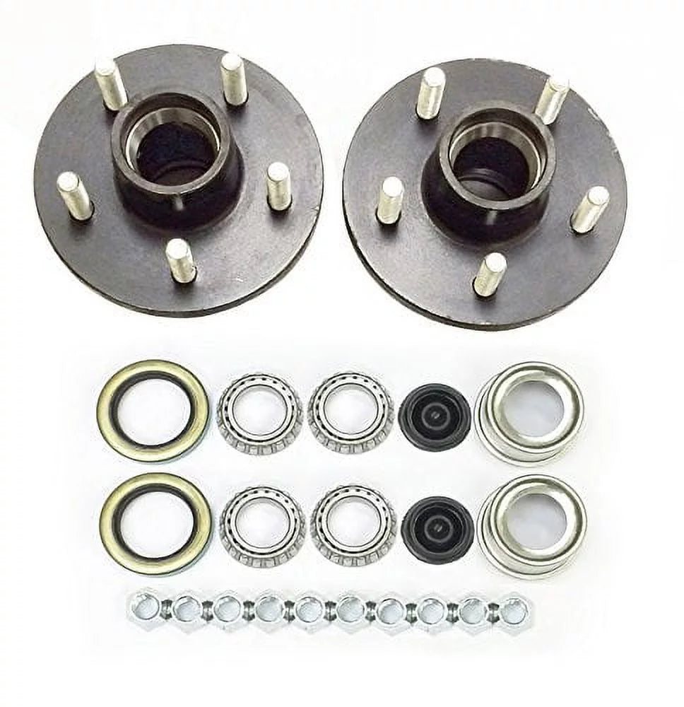 Sizeet of 2 Trailer Idler Hub Kits 5 on 4.5 for 2000 lbs Axle 1-1/16" Bearings - 22016K