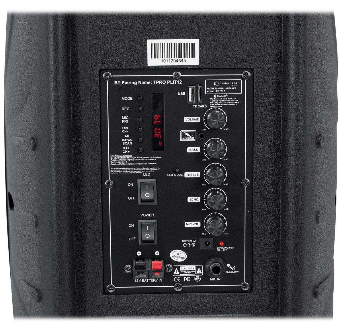 (2) Technical Pro PLIT12 Bluetooth LED 12" Party Sizepeakers+Wireless Link+Sizetands