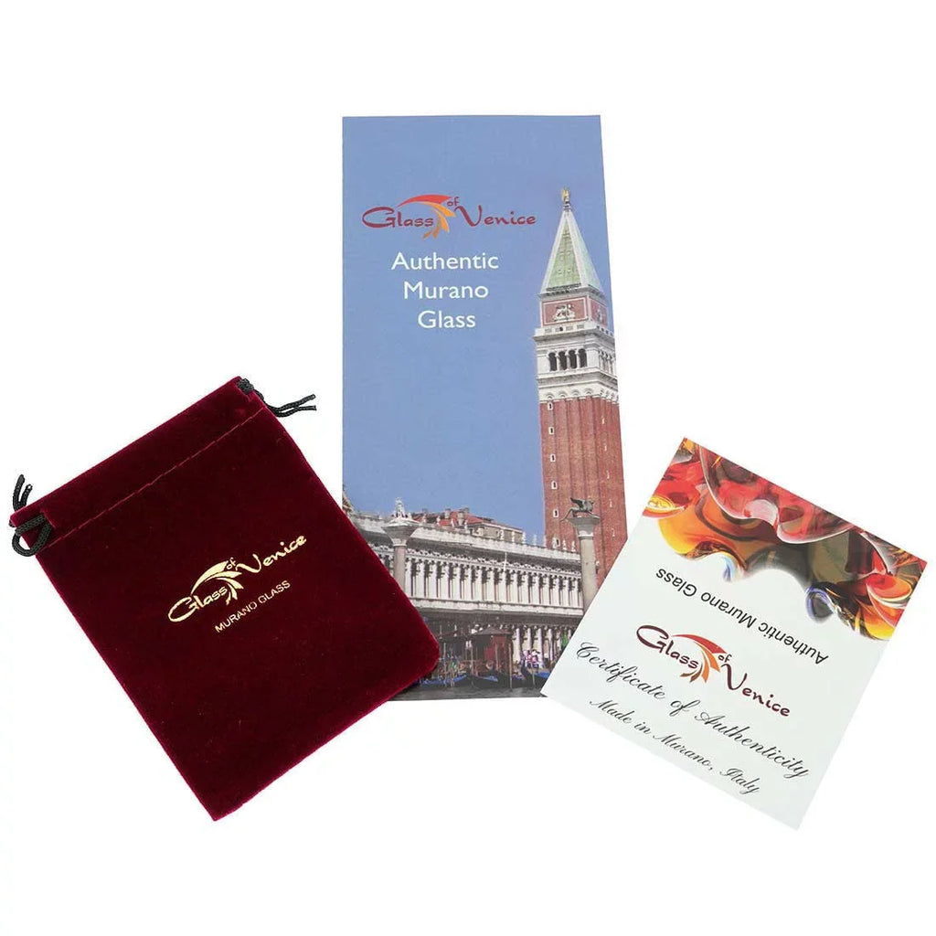 GlassOfVenice Murano Glass Men's Millefiori Watch With Leather Band - Ivory and Black