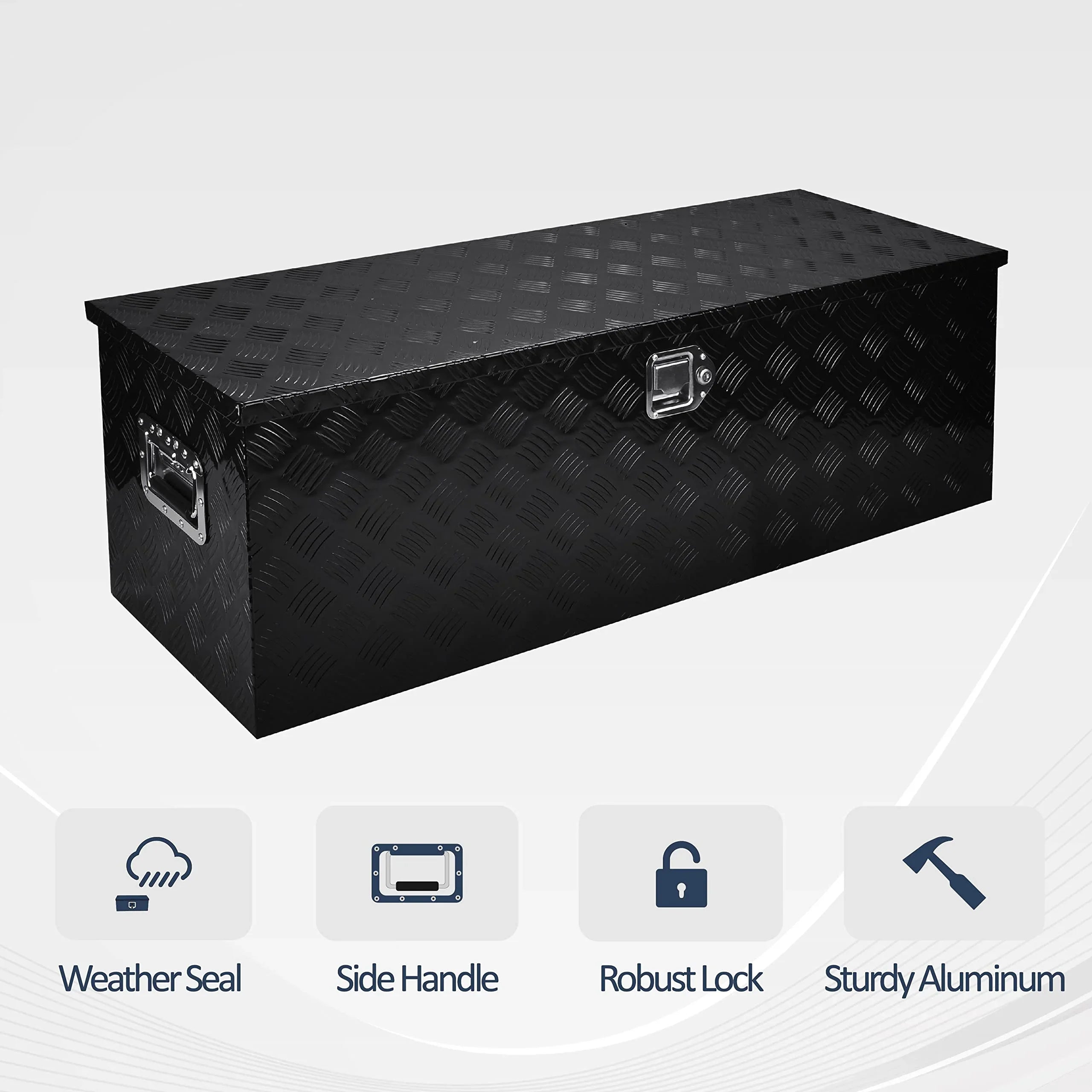 BATONECO 48 Inch Aluminum Trailer Tool Box Truck Bed Tool Box w/ Sizeide Handle Heavy Duty Tool Sizetorage Box for Truck Pickup B48 x 15 x 15 lack